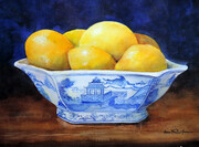 Lemons in blue and white bowl -SOLD