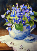 Spode Blue and White Teapot with Violets - SOLD