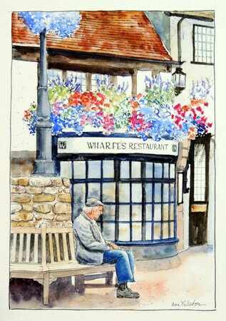 Waiting for his date outside Wharfe's Restaurant in Shaftsbury, Dorset - SOLD